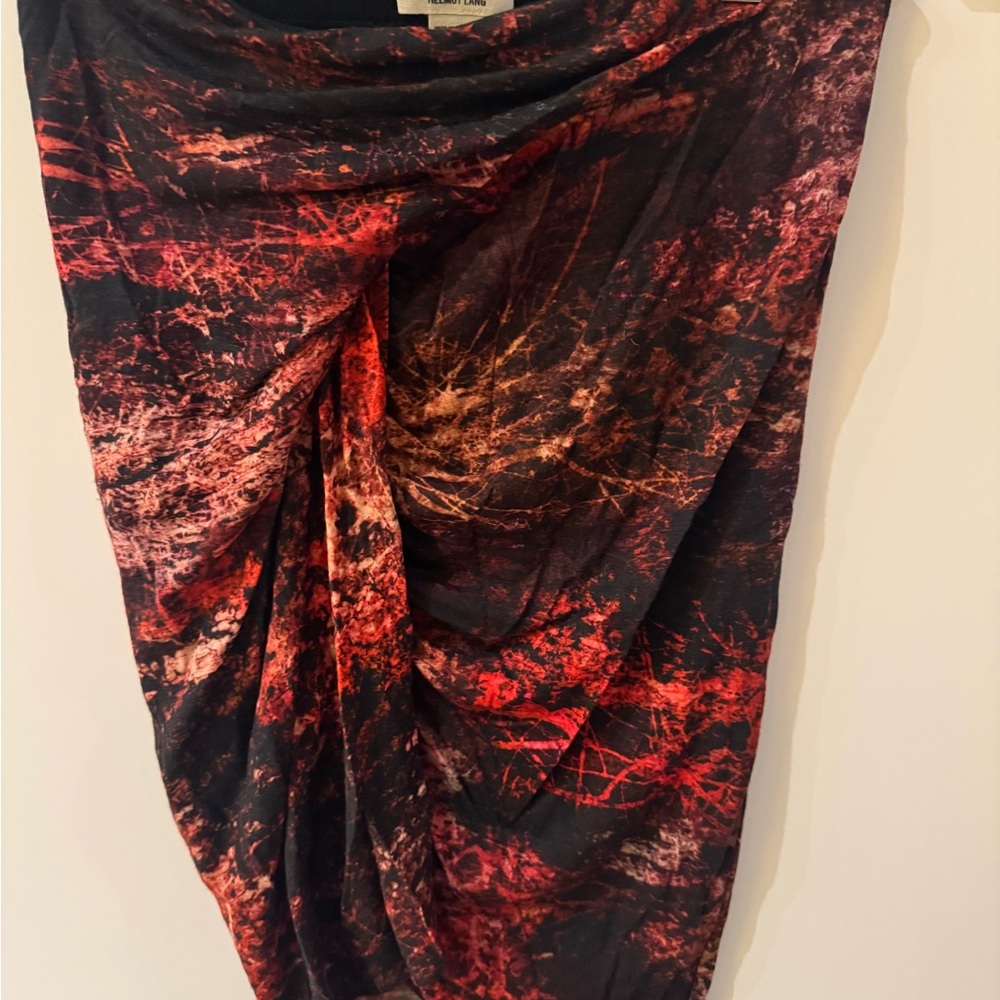 Helmut Lang Wrap Skirt Large Womens Midnight Floral Black Red Draped Y2K small - Picture 8 of 10